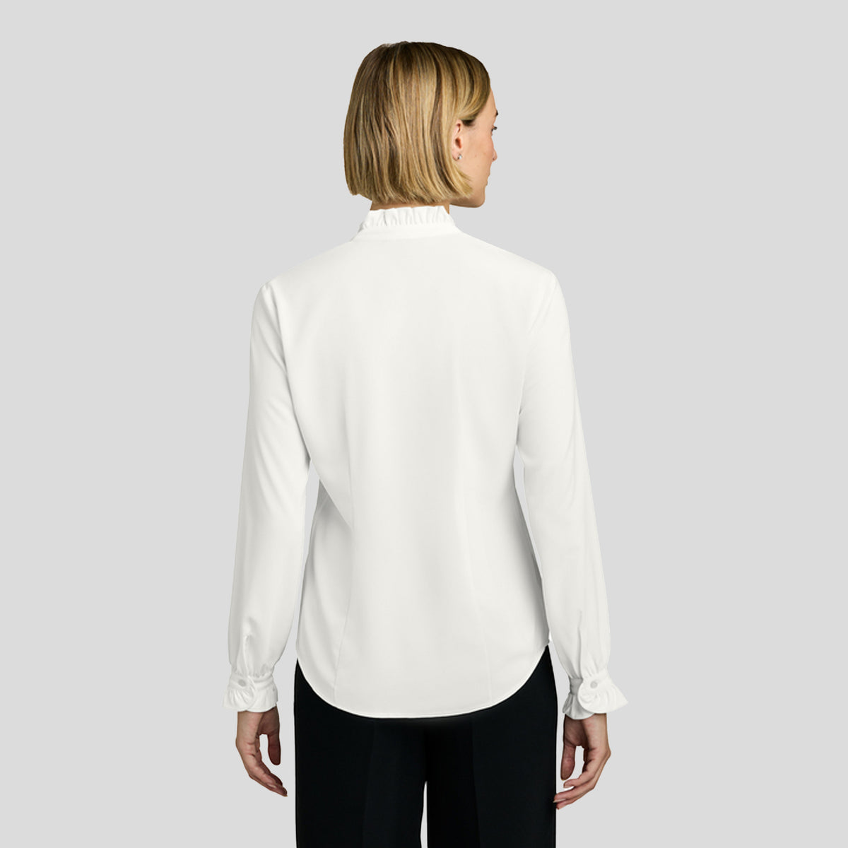 Women’s Long Sleeve Ruffle Collar Blouse | Off White