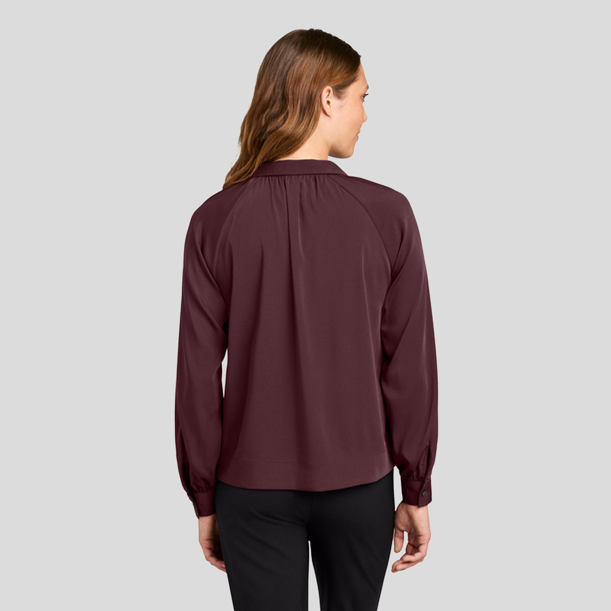 Women’s Long Sleeve Buttery Soft Popover Blouse | Dark Raisin