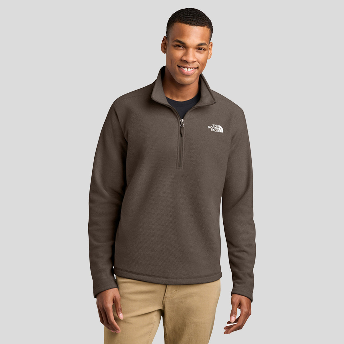 Men's Textured Pine Grove 1/2-Zip | Smokey Brown Heather