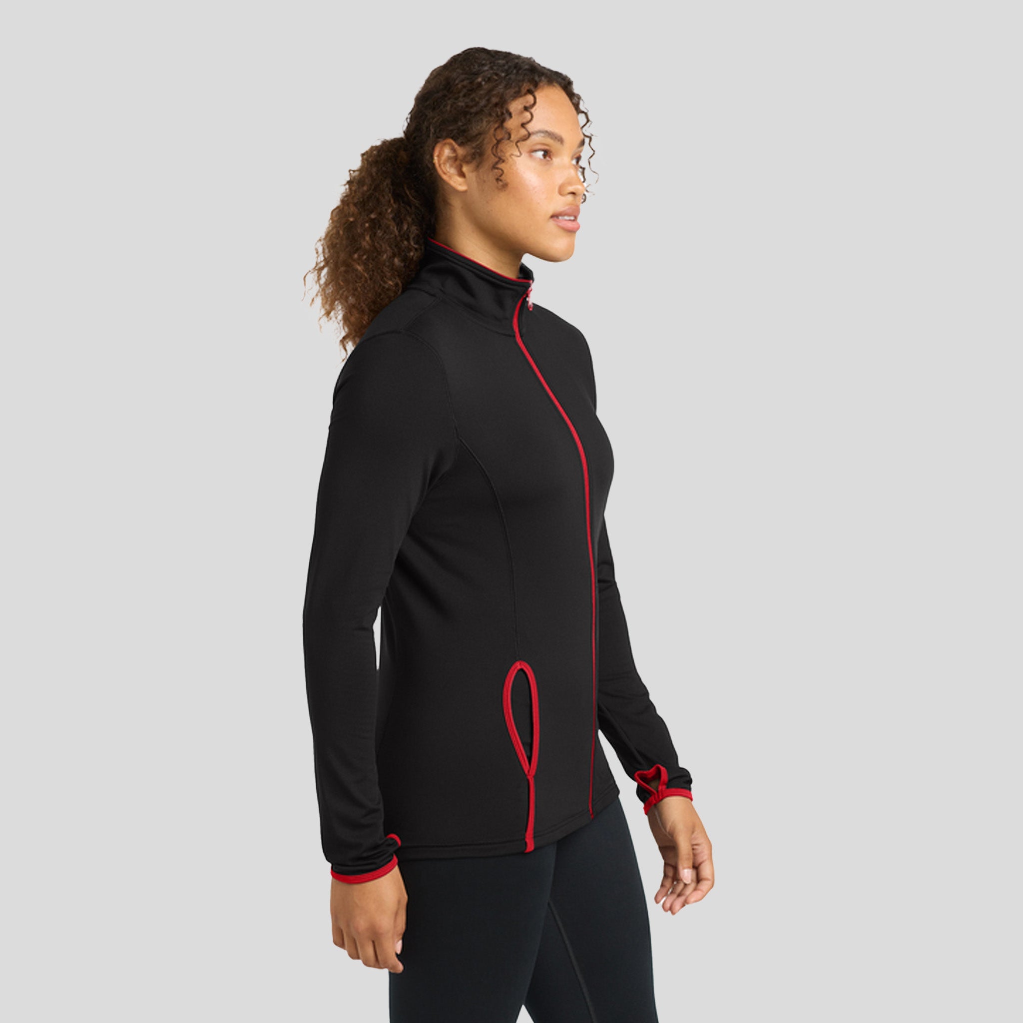 Women's Sport-Wick® Stretch Contrast Full-Zip Jacket | Black/True Red